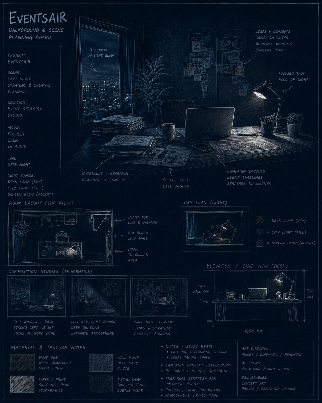 EventsAir environment and scene planning board